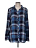 Talbots Outlet 100% Viscose Plaid Blue Long Sleeve Button-Down Shirt Size M - photo 1