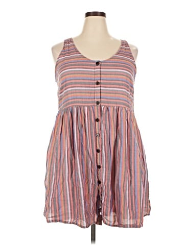 Madewell Scoopneck Tank Dress in Rainbow Stripe (view 1)