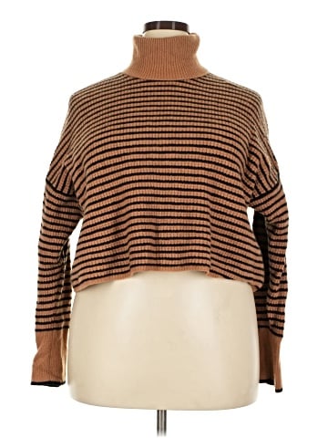 Madewell Wool Waffle-Knit Turtleneck in Stripe (view 1)