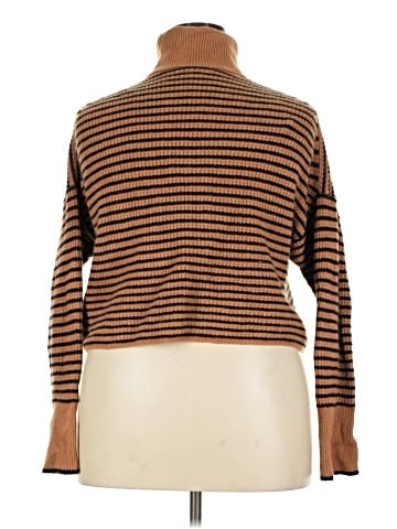 Madewell Wool Waffle-Knit Turtleneck in Stripe (view 2)