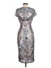 Betsy & Adam 100% Polyester Paisley Silver Cocktail Dress Size 6 - photo 2