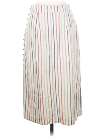 Madewell Button Slit Midi Skirt in Flecked Rainbow Stripe (view 2)