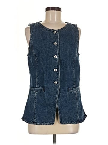 Madewell Denim Crewneck Cutaway Vest in Greendale Wash (view 1)