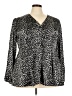 Torrid Animal Print Black Long Sleeve Blouse Size 3X Plus (3) - photo 1