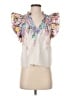 Lavender Brown 100% Tencel White Sleeveless Blouse Size XS - photo 1