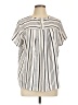Ann Taylor LOFT 100% Polyester Stripes Silver Short Sleeve Blouse Size L (petite) - photo 1