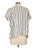 Ann Taylor LOFT 100% Polyester Stripes Silver Short Sleeve Blouse Size L (petite) - photo 2