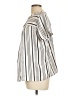 Ann Taylor LOFT 100% Polyester Stripes Silver Short Sleeve Blouse Size L (petite) - photo 5