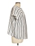 Ann Taylor LOFT 100% Polyester Stripes Silver Short Sleeve Blouse Size L (petite) - photo 4
