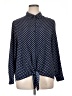 Susan Graver Polka Dots Blue Long Sleeve Blouse Size 16 - photo 1