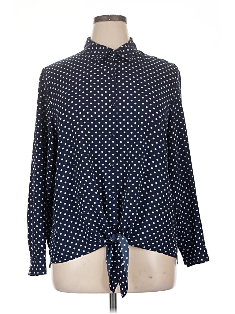 Pre-owned Susan Graver Long Sleeve Blouse In Blue