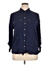 MICHAEL Michael Kors 100% Viscose Blue Long Sleeve Button-Down Shirt Size XL - photo 1