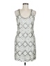 Aqua 100% Polyester Graphic Silver Cocktail Dress Size 6 - photo 1
