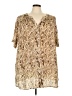 Roaman's 100% Rayon Animal Print Tan Short Sleeve Blouse Size 26W - photo 1