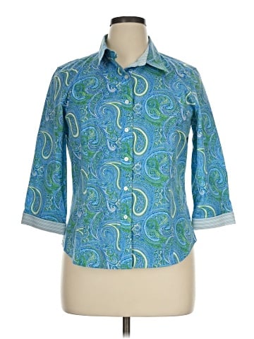Talbots 3/4 Sleeve Button-Down Shirt (view 1)
