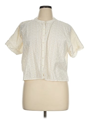 Madewell Eyelet Boxy Button-Down Shirt (view 1)
