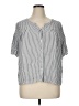 a.n.a. A New Approach 100% Rayon Stripes Silver Short Sleeve Blouse Size XL - photo 1