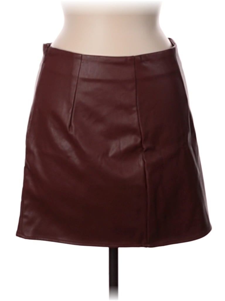 Pre-owned Tinseltown Faux Leather Skirt In Burgundy