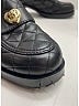Chanel 100% Leather Gray Black Loafers Size EU 38 1/2 - photo 3