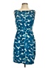 Tabitha 100% Cotton Print Blue Cocktail Dress Size 12 - photo 1