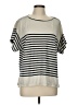 Max Studio Stripes Ivory Short Sleeve T-Shirt Size L - photo 1