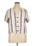 ABound Stripes Ivory Short Sleeve Blouse Size XL - photo 1