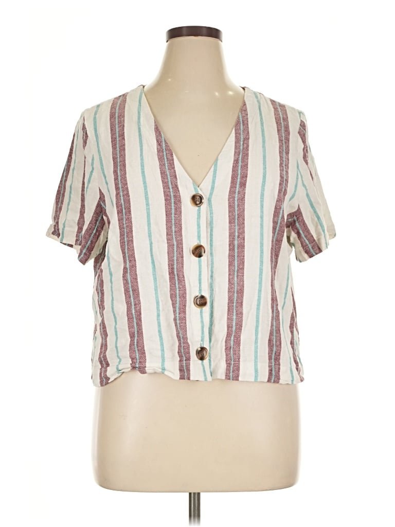 Pre-owned Abound Short Sleeve Blouse In Ivory
