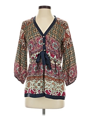 Johnny Was 3/4 Sleeve Silk Top (view 1)