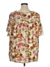 Susan Graver 100% Rayon Floral Ivory Short Sleeve Blouse Size 1X - photo 2