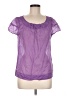 Halogen 100% Cotton Purple Short Sleeve Blouse Size M - photo 1