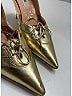 Moschino 100% Leather Metallic Gold Heels Size EU 35 - photo 3