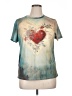 Unbranded Hearts Teal Short Sleeve T-Shirt Size XL - photo 1