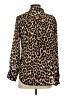 J.Crew 100% Silk Animal Print Brown Long Sleeve Silk Top Size 4 - photo 2
