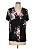 Dana Buchman Floral Black Short Sleeve Blouse Size L - photo 1