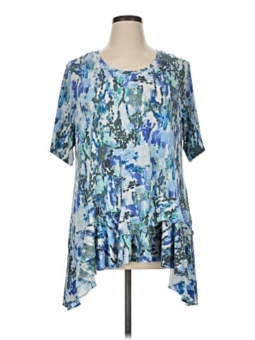 LOGO by Lori Goldstein Short Sleeve Blouse (view 1)