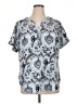 Cj Banks Paisley Silver Short Sleeve Blouse Size 1X - photo 1