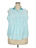Talbots 100% Cotton Blue Sleeveless Button-Down Shirt Size 18 Petite - photo 1