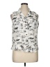MICHAEL Michael Kors Ivory Blue Sleeveless Button-Down Shirt Size XL - photo 1