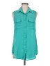 Gianni Bini Teal Sleeveless Button-Down Shirt Size M - photo 1