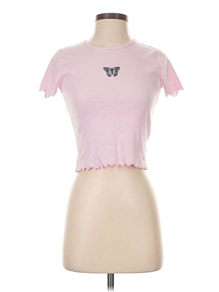 Pre-owned Hollister Short Sleeve Top Pink Keyhole Neckline Tops