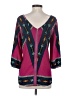 Pink Owl 100% Polyester Teal 3/4 Sleeve Blouse Size S - photo 2