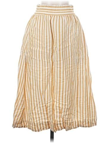 Madewell Smocked-Waist Midi Skirt in Stripe (view 1)