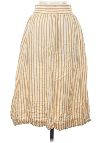 Madewell Smocked-Waist Midi Skirt in Stripe (view 2)