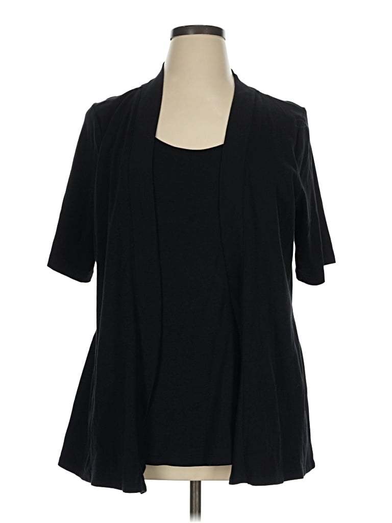 Pre-owned Isaac Mizrahi Live Short Sleeve Blouse In Black