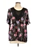Torrid 100% Nylon Floral Black Short Sleeve Blouse Size Lg Plus (0) - photo 1
