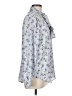 Ann Taylor 100% Polyester Floral Blue Long Sleeve Blouse Size M - photo 4