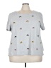 Talbots 100% Cotton Floral Silver Short Sleeve T-Shirt Size 3X - photo 1