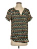 Daniel Rainn 100% Polyester Chevron-herringbone Green Short Sleeve Blouse Size S - photo 1