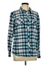 Cato 100% Cotton Plaid Teal Long Sleeve Button-Down Shirt Size L - photo 1