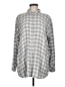 J.Jill 100% Rayon Checkered-gingham Gray Long Sleeve Button-Down Shirt Size M - photo 1